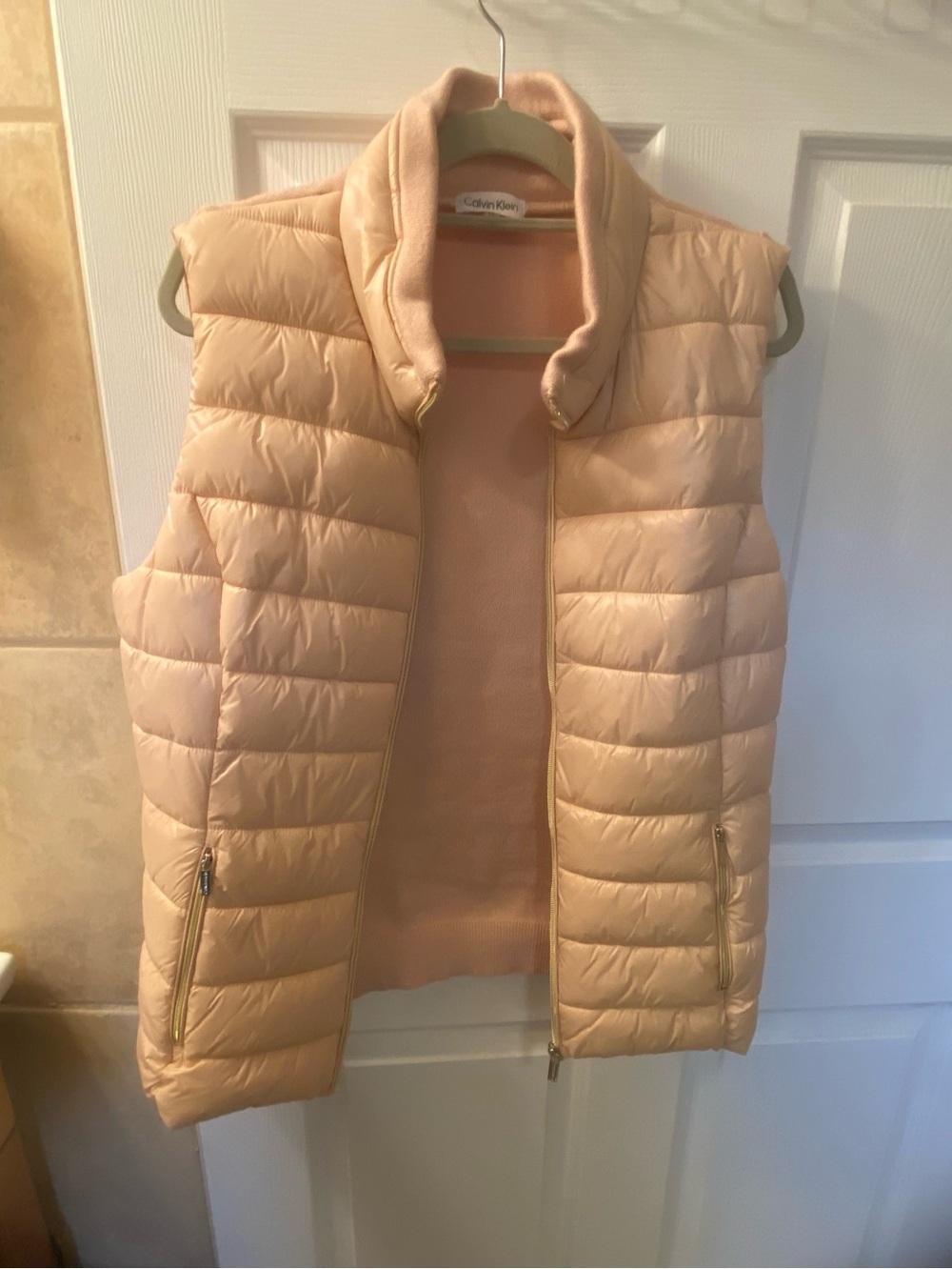 Calvin Klein Light Peach Quilted Puffer Vest - Women's XL